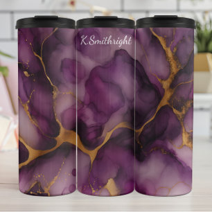 Bouteilles Isothermes Parties scintillant or violet Agate marbre