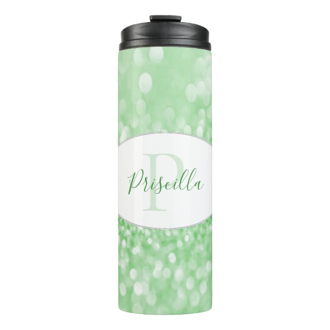 Bouteilles Isothermes Parties scintillant verte Personnalisez le caisson (Devant)