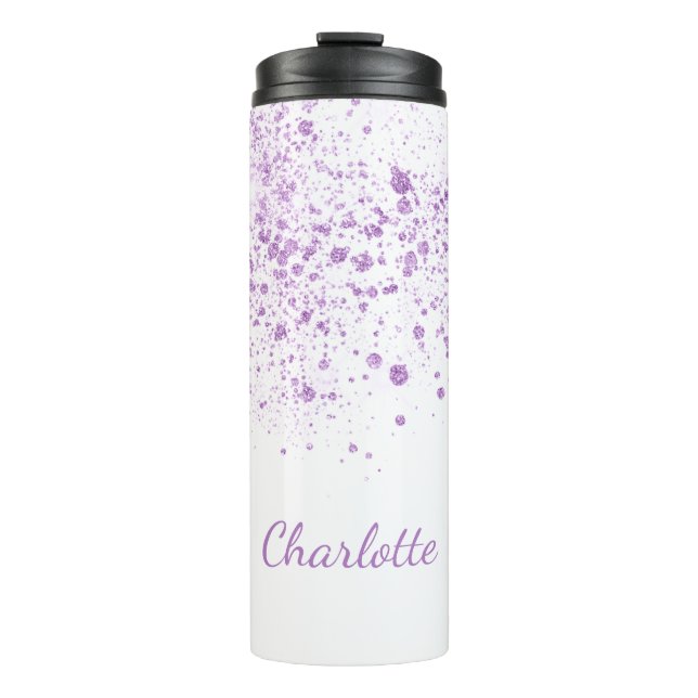 Bouteilles Isothermes Parties scintillant violette lâche le script blanc (Devant)