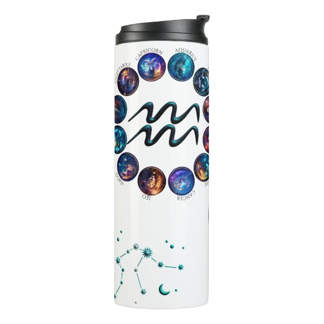 Bouteilles Isothermes Paruline de zodiaque Aquarius (Tourné sur la gauche)