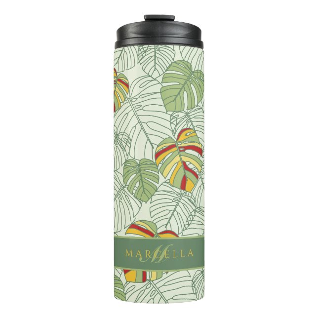 Bouteilles Isothermes Paruline Feuille de Monstère Tropicale Personnalis (Devant)