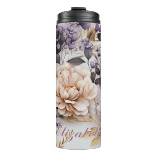 Bouteilles Isothermes Paruline fleurie d'or pourpre personnalisée avec n