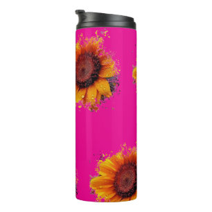 Bouteilles Isothermes Paruline rose avec design de tournesol
