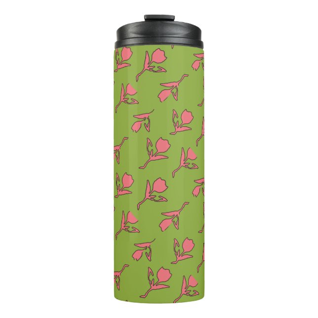 Bouteilles Isothermes Paruline rose et verte calme (Devant)