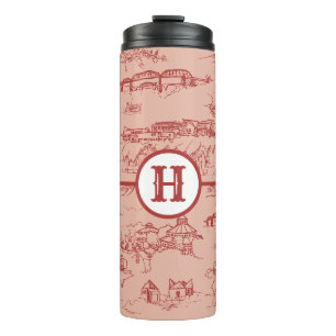 Bouteilles Isothermes Paruline thermale en toile rose de Monogramme Chat