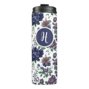 Bouteilles Isothermes Paruline thermale fleurie pivoine avec monogramme