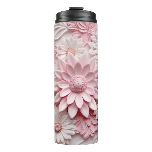 Bouteilles Isothermes Paruline thermique à fleurs 3d rose (Devant)