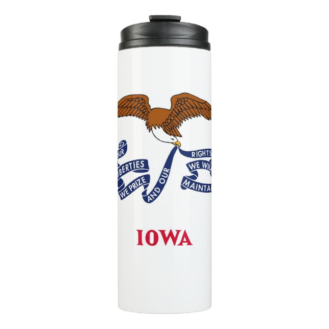 Bouteilles Isothermes Paruline thermique avec drapeau de l'Iowa, États-U (Devant)