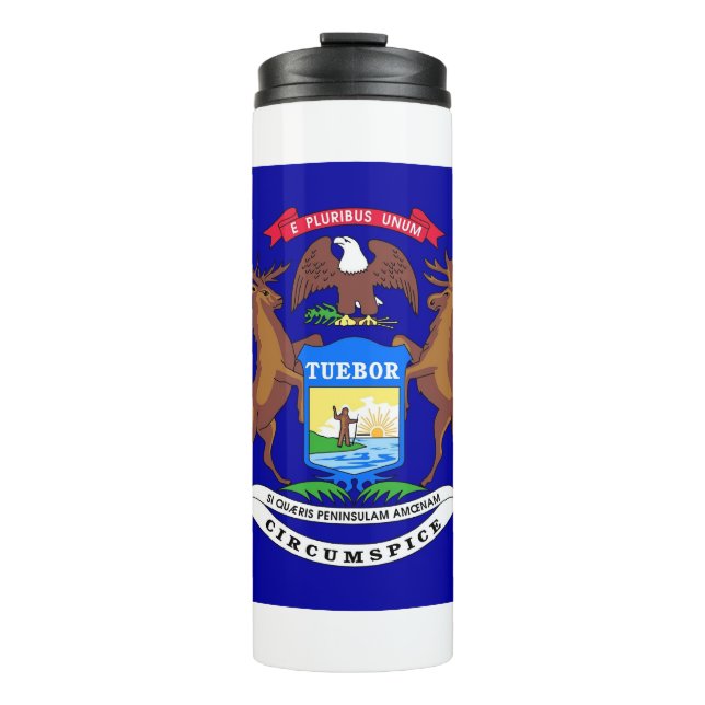 Bouteilles Isothermes Paruline thermique avec drapeau du Michigan, États (Devant)