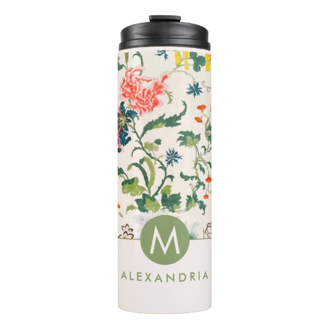 Bouteilles Isothermes Paruline thermique Monogramme Floral en floraison (Devant)