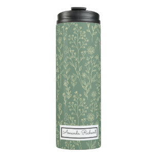 Bouteilles Isothermes Paruline thermique Motif vert Roses rouges