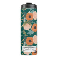 Paruline thermique Motif vert Roses rouges