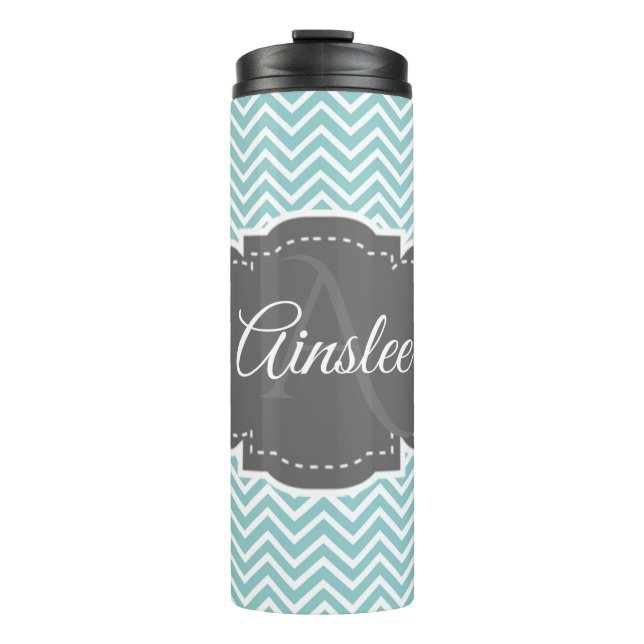 Bouteilles Isothermes Paruline thermique personnalisée turquoise Chevron (Devant)