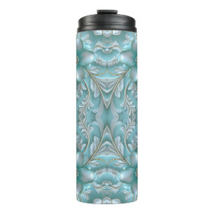 Bouteilles Isothermes Paruline thermique turquoise à fleurs blanches