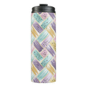 Bouteilles Isothermes Pastel Brushstroke & Gold Crisscross Abstrait