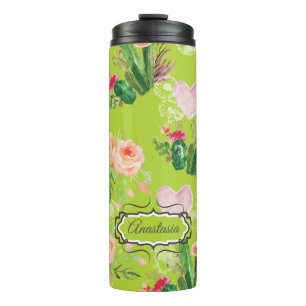 Bouteilles Isothermes Pastel Floral Cactus personnalisé