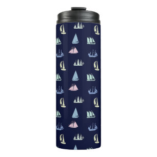 Bouteilles Isothermes Pastel Sailboat Motif sur Midnight Blue