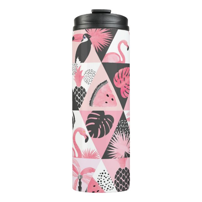 Bouteilles Isothermes Patchwork Tropical : Flamant rose Watermelon Seaml (Devant)