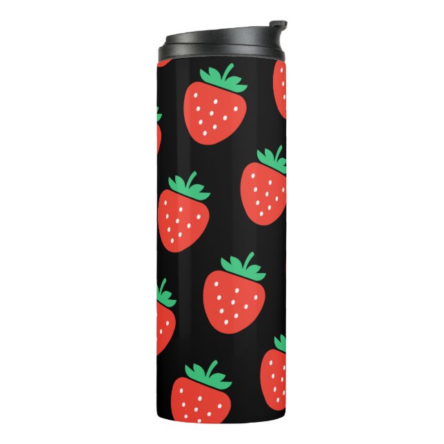 Bouteilles Isothermes pattern strawberries black (Tourné sur la gauche)