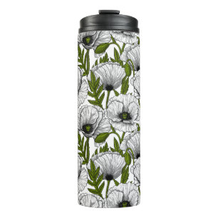 Bouteilles Isothermes Pavot blanc sur cagoule thermique blanche
