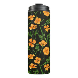 Bouteilles Isothermes Pavot de Californie, fleurs d'été, orange wil
