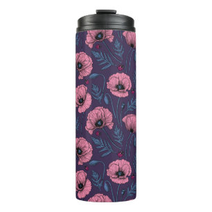Bouteilles Isothermes Pavot rose sur violet foncé tumbler thermique