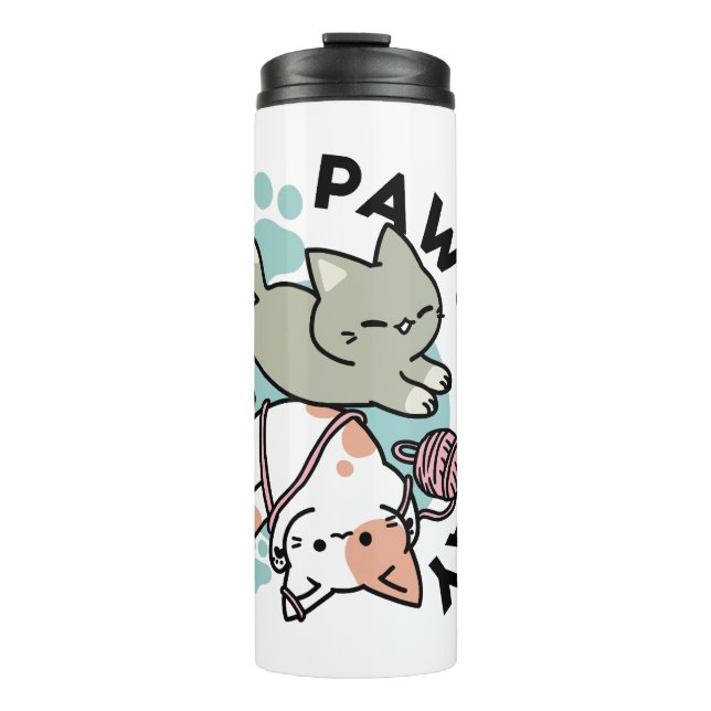 Bouteilles Isothermes Paws and Play – Adorable Cat Illustration (Devant)