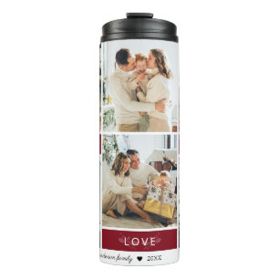 Bouteilles Isothermes Peace Joy Love Maroon Photo Collage Script Holiday