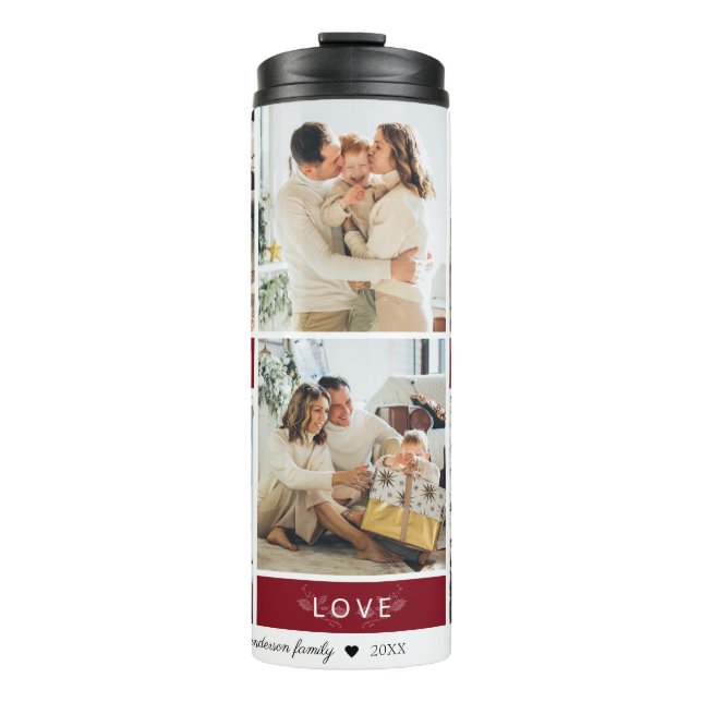 Bouteilles Isothermes Peace Joy Love Maroon Photo Collage Script Holiday (Devant)