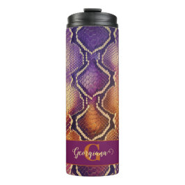 Bouteilles Isothermes Peau de serpent chatoyante en violet et or monogra