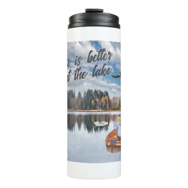 Bouteilles Isothermes Pêche-cadeau à la retraite à l'aquarelle du lac (Devant)
