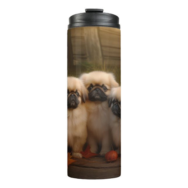 Bouteilles Isothermes Pekingese Chiot Automne Citrouille délice (Devant)