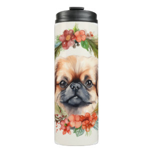 Bouteilles Isothermes Pékinois Couronne de Noël Chien de fête