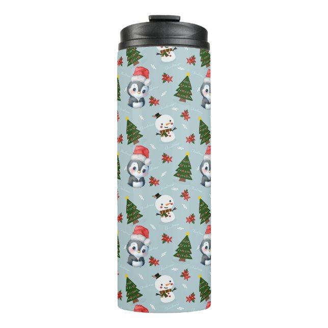 Bouteilles Isothermes Penguin Père Noël Joyeux Joyeux motif d'arbre de N (Devant)