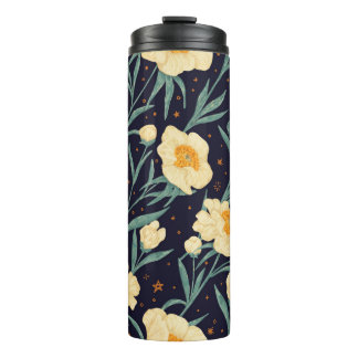 Bouteilles Isothermes Peony Claire de Lune plante motif sans soudure. Ma