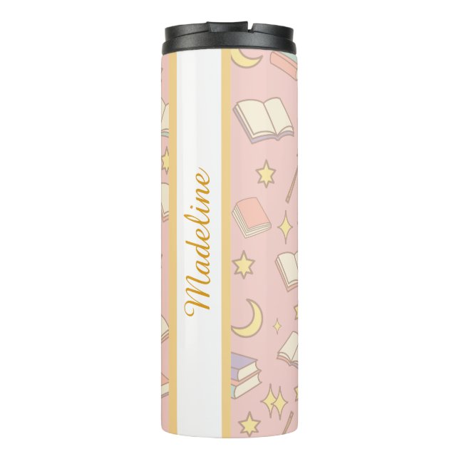 Bouteilles Isothermes Personalized Bookish Girly Magic Time Pink Name (Dos)