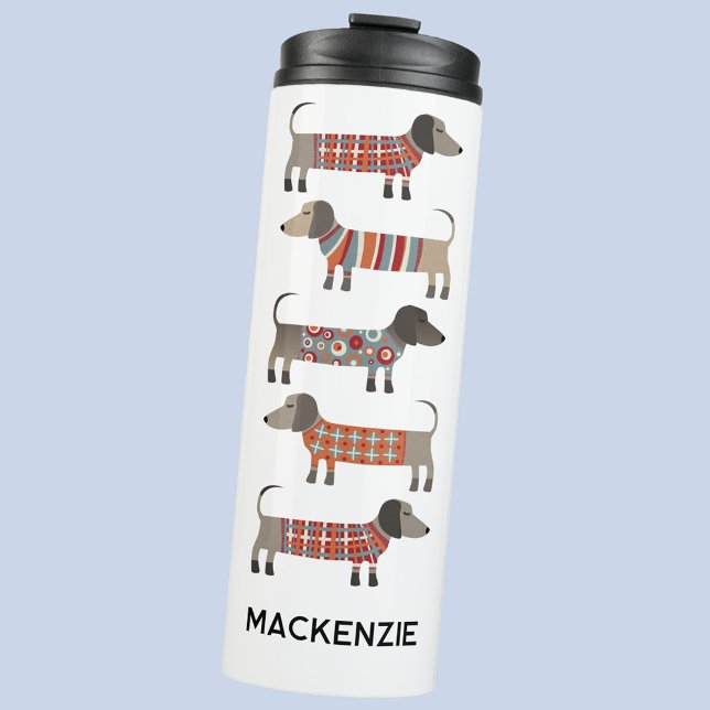 Bouteilles Isothermes Personalized Name Dachshund Wiener Sausage Dog (Personalized custom name Dachshund Wiener Sausage Dog fun thermal tumbler)