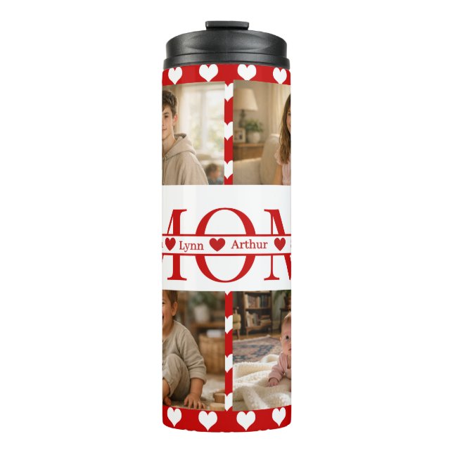 Bouteilles Isothermes Personalized Photo Collage Mom Heart & Kids Name (Devant)