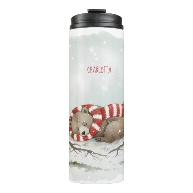 Bouteilles Isothermes Personalized Winter Bear Tumbler – Sleeping Animal (Devant)