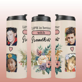 Bouteilles Isothermes Personnalisé 4 petits-enfants photo rose floral
