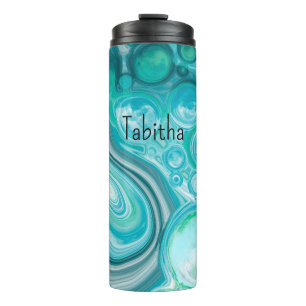 Bouteilles Isothermes Personnalisé Bleu, Turquoise Vagues de Mer Bulles