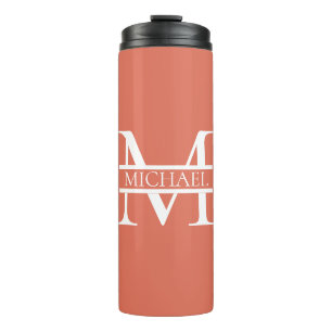 Bouteilles Isothermes Personnalisé Elegant Terracotta Monogramme et nom
