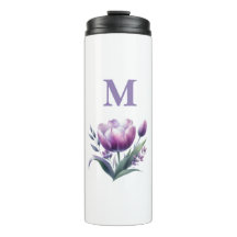 Personnalisé Elégant violet Tulipe Monogramme