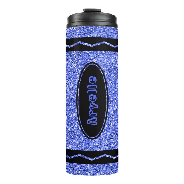 Bouteilles Isothermes Personnalisé Enfants Nom Parties scintillant Bleue (Devant)