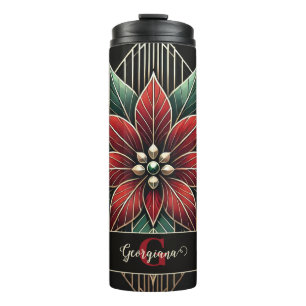 Bouteilles Isothermes Personnalisé Retro Art Déco Floral Poinsettia