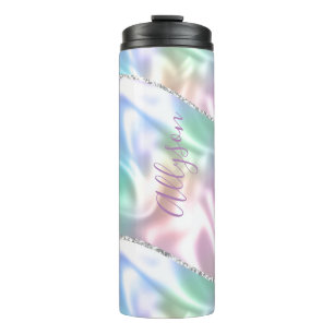 Bouteilles Isothermes Personnaliser Nom Purple Script Vertical Iridescen