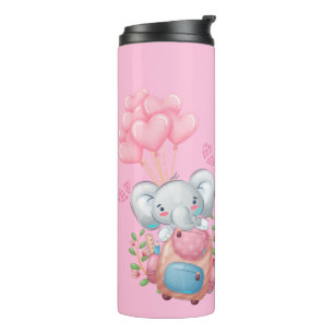Bouteilles Isothermes Personnalisez   Eléphant rose mignon
