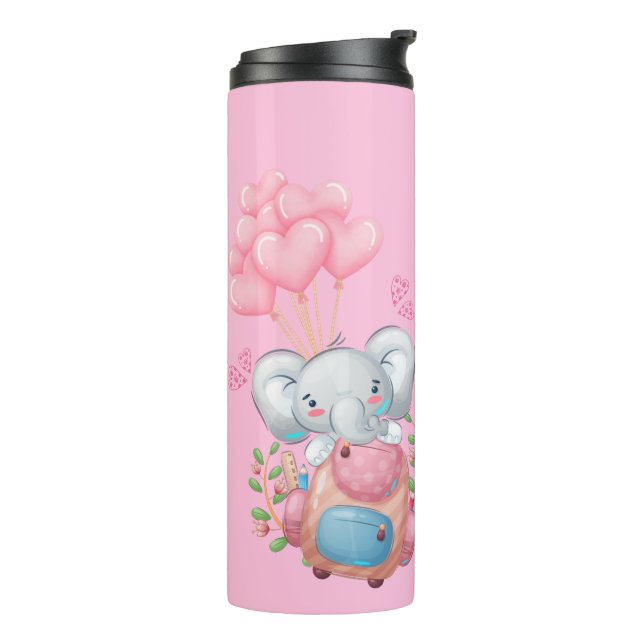 Bouteilles Isothermes Personnalisez | Eléphant rose mignon (Tourné sur la gauche)