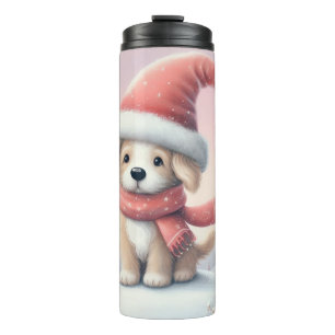 Bouteilles Isothermes Petit chiot de Noël en chapeau santa