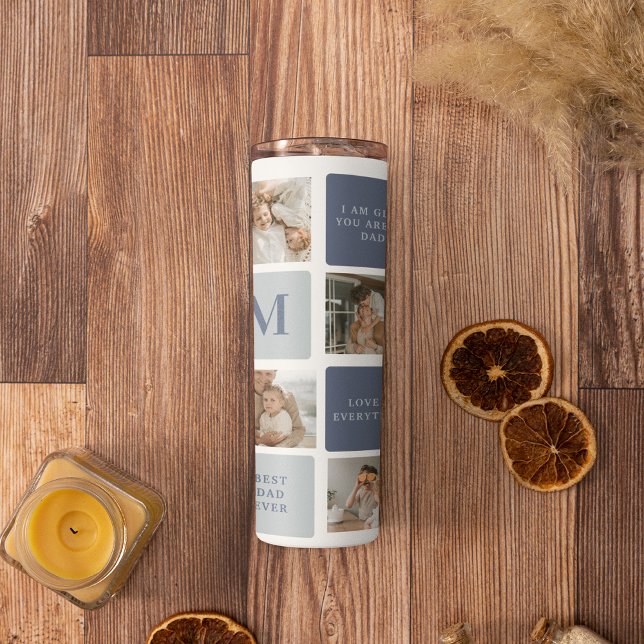 Bouteilles Isothermes Photo Collage moderne & Bleu Happy Fête des pères  (Créateur téléchargé)